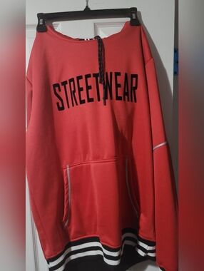 Streetwear Red Pullover Sweater Hoodie - Men's Casual Knit